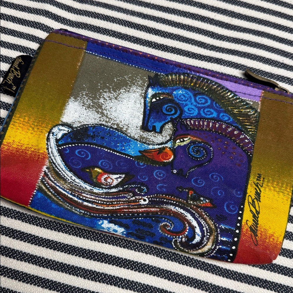 Laurel Burch Painted Fabric Cosmetic Bag with Horses - Picture 2 of 9